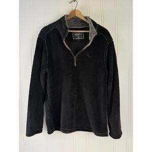 Trinity Men's Plush 1/4 Zip Jacket Black With Charcoal Size Large Pullover Soft